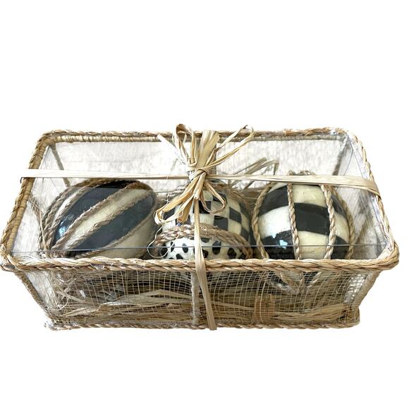 Mackenzie-Childs Courtly Check Woodland Capiz Eggs Set of 3 Easter Decor NEW - Picture 4 of 8